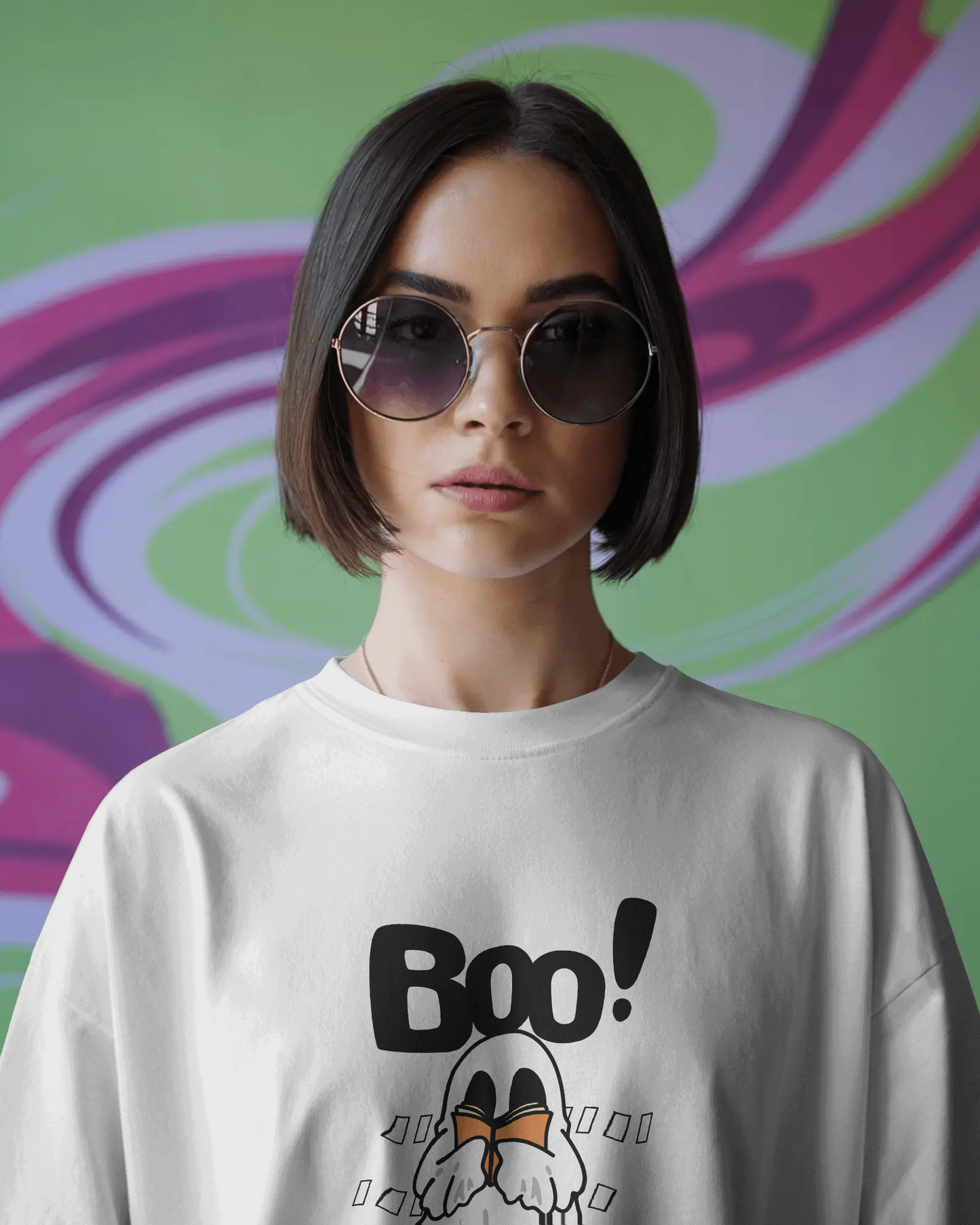 Unisex Halloween Graphic Tee – Spooky Ghost Design